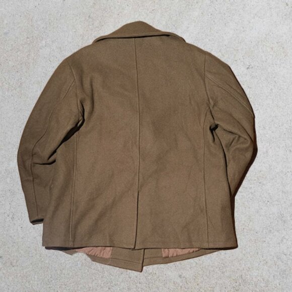 Schott NYC (Dur O Jac) Sz L Wool Double Breasted Quilt Liner Camel Peacoat - Picture 5 of 5